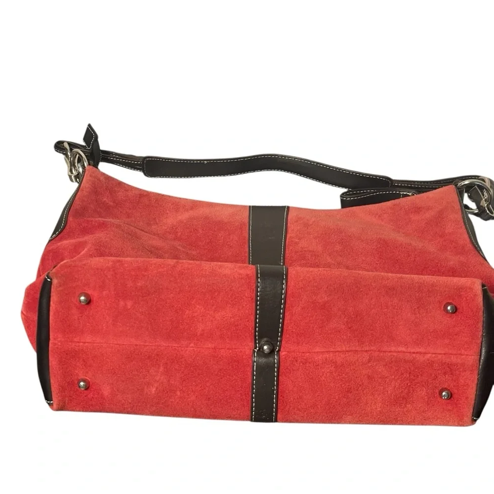 Franklin Covey Women’s Red Suede Leather Hobo Shoulder Bag